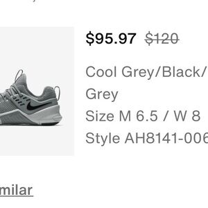 Nike Metcon Cool Grey and Black Women's Sneakers